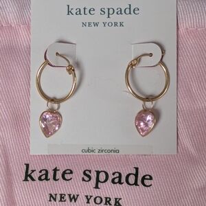Kate Spade My Love Gold Huggies with Pink Heart Charms🩷💘💝💖🩷
